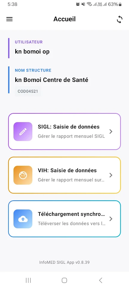 InfoMED SIGL — app screen 1